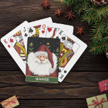 Santa Christmas Festive Custom Name Inspirivity Playing Cards<br><div class="desc">How about adding a little Holly Jolly to your card night! These customisable festive Santa playing cards will be a nice addition to your poker, cinch or solitaire game. The Christmas quote, personalised name, and cute Santa illustration make these cards a nice stocking stuffer or Secret Santa gift too. Check...</div>