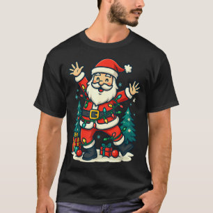 Santa Christmas Festive Jolly Dance Snowy Lights F T-Shirt