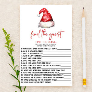 Santa Christmas Find The Guest Baby Shower Game Stationery