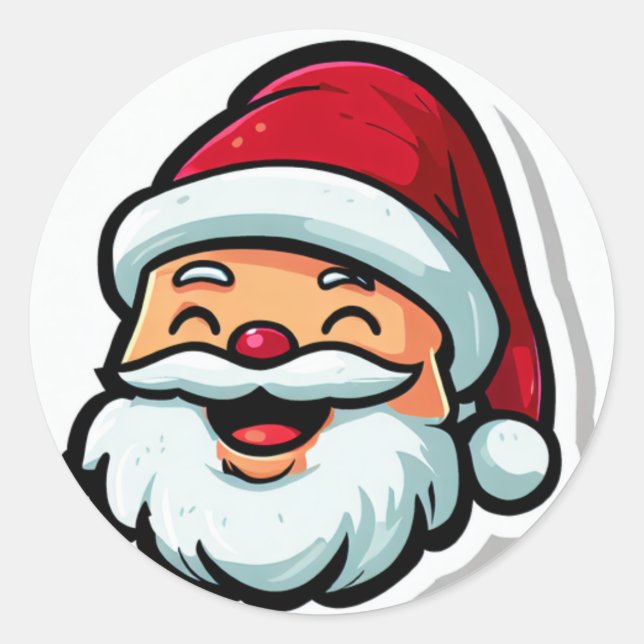 Santa Christmas fun  Classic Round Sticker (Front)
