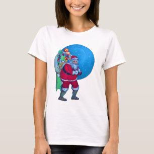 SANTA,CHRISTMAS GIFT SACK AND TOYS IN STARRY SKY T-Shirt