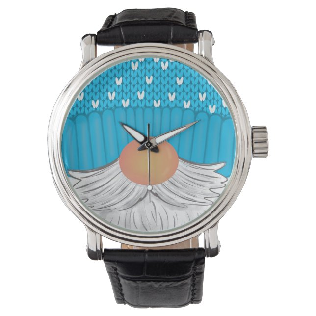 Santa Christmas Gnome Winter Hat Beard Sweater Watch (Front)