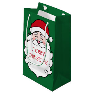 Santa Christmas Green Small Gift Bag