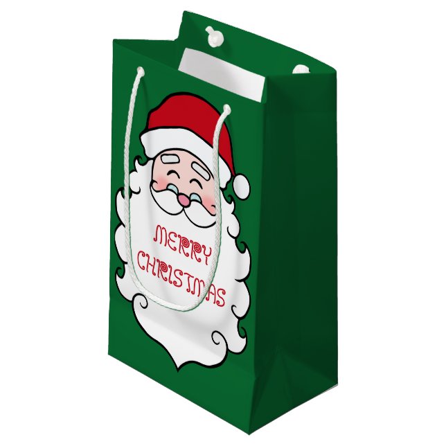 Santa Christmas Green  Small Gift Bag (Front Angled)