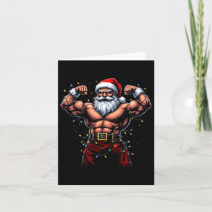 Santa Christmas Gym Workout Muscular Santa Claus  Card