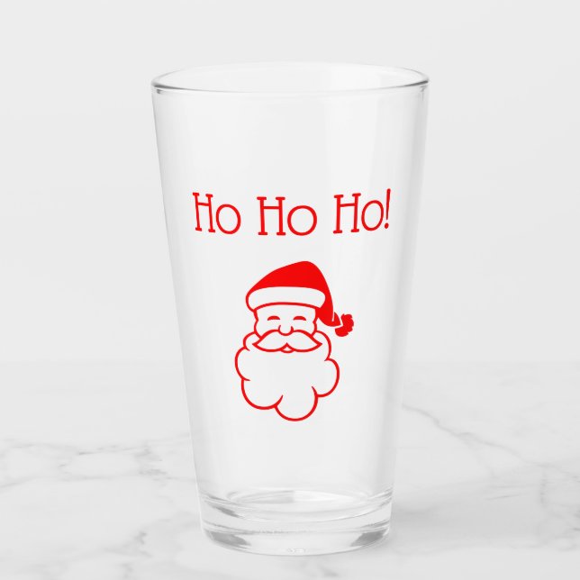Santa Christmas Ho, Ho, Ho! Red Glass (Front)