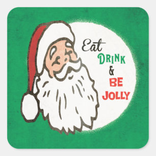 Santa Christmas Holiday Party Retro Square Sticker