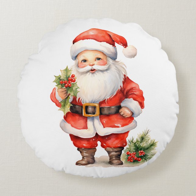Santa Christmas Holiday Pillow (Front)