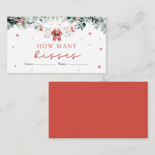 Santa Christmas How Many Kisses Baby Shower Game Enclosure Card