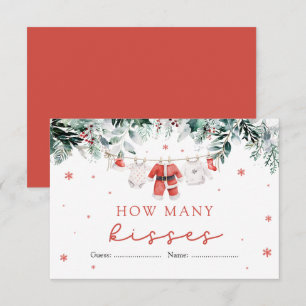 Santa Christmas How Many Kisses Baby Shower Game Enclosure Card