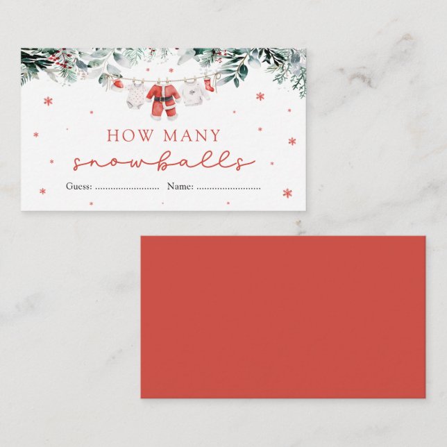Santa Christmas How Many Snowballs Baby Shower Enclosure Card (Front/Back)