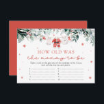 Santa Christmas How Old Was Mummy Baby Shower Game Enclosure Card<br><div class="desc">Add a playful and festive twist to your baby shower with our Red Santa Christmas "How Old Was Mummy?" Baby Shower Game! In this fun holiday game, guests take turns guessing how old the mum-to-be was when she was a baby, based on a collection of adorable red Santa-themed baby clothes...</div>