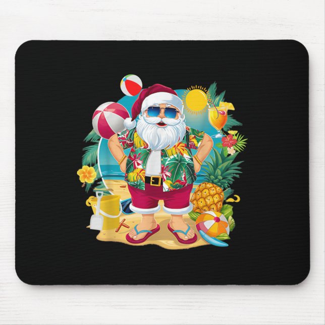 Santa Christmas In July On Beach Hawaiian Summer V Mouse Mat (Front)