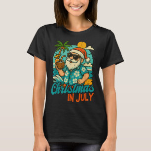 Santa Christmas In July Palm Tree Xmas Summer Beac T-Shirt