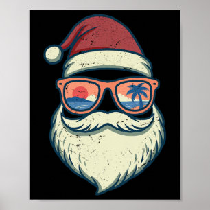 Santa Christmas In July Summer Hawaiian Christmas Poster