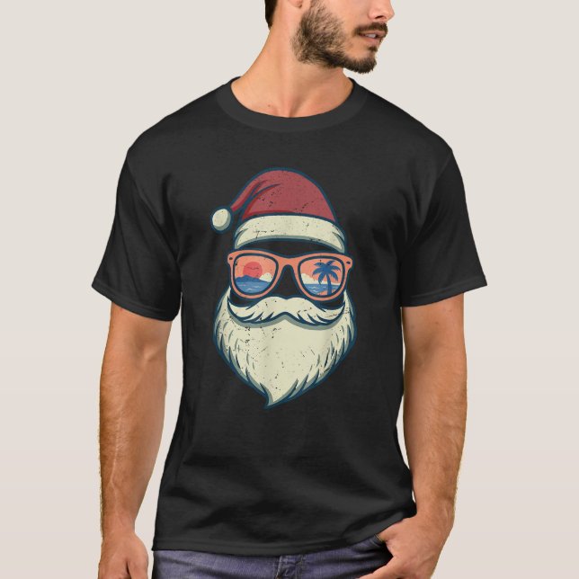 Santa Christmas In July Summer Hawaiian Christmas  T-Shirt (Front)