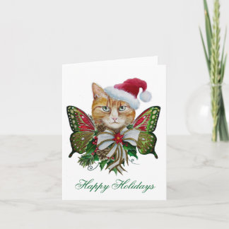 Santa Christmas kitty greeting card