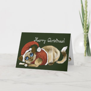 Santa Christmas Kitty Holiday Card