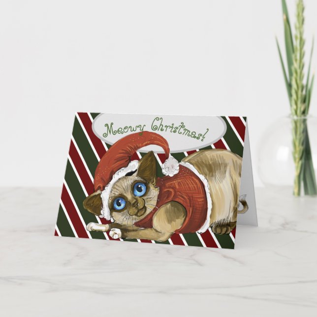 Santa Christmas Kitty Holiday Card (Front)