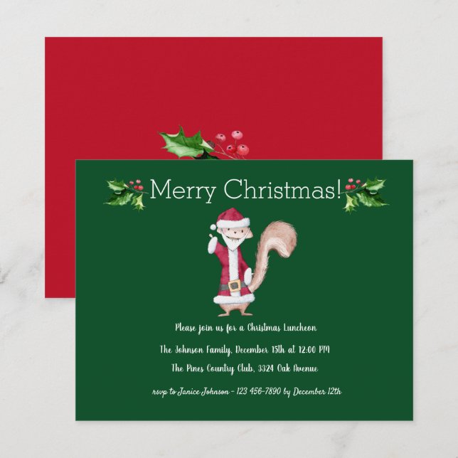Santa Christmas Luncheon Invitation (Front/Back)