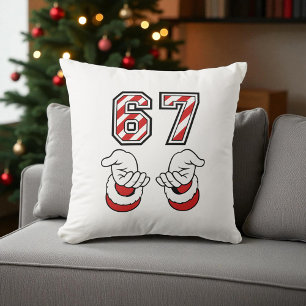 Santa Christmas Meme Six Seven 67 6 7 Holiday Cushion