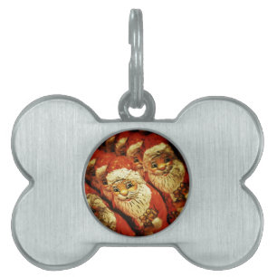 Santa Christmas Merry Joy Peace Seasons Jolly Pet Name Tag