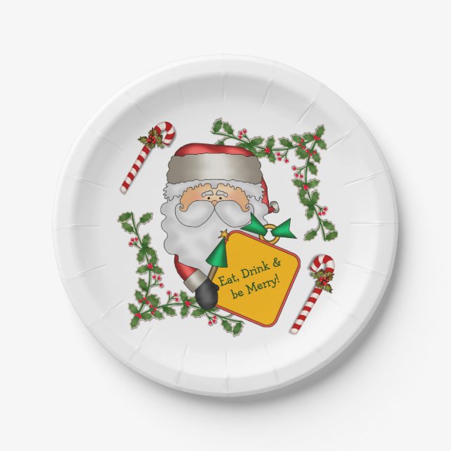 Santa Christmas Message Paper Plate (Front)