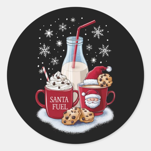 Santa Christmas Milk and Cookies Latte Family Xmas Classic Round Sticker (Front)