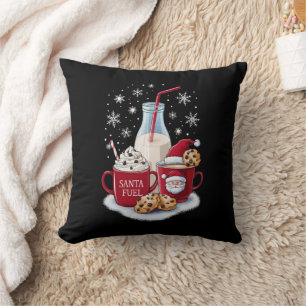 Santa Christmas Milk and Cookies Latte Family Xmas Cushion