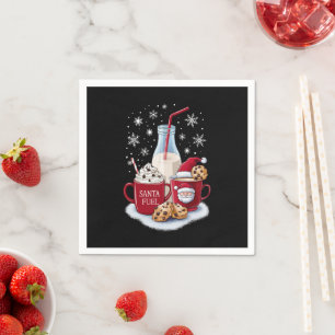 Santa Christmas Milk and Cookies Latte Family Xmas Napkin