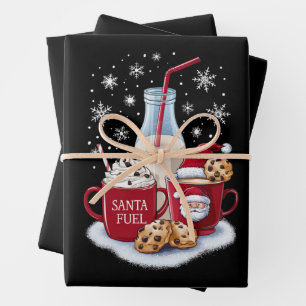 Santa Christmas Milk and Cookies Latte Family Xmas Wrapping Paper Sheet