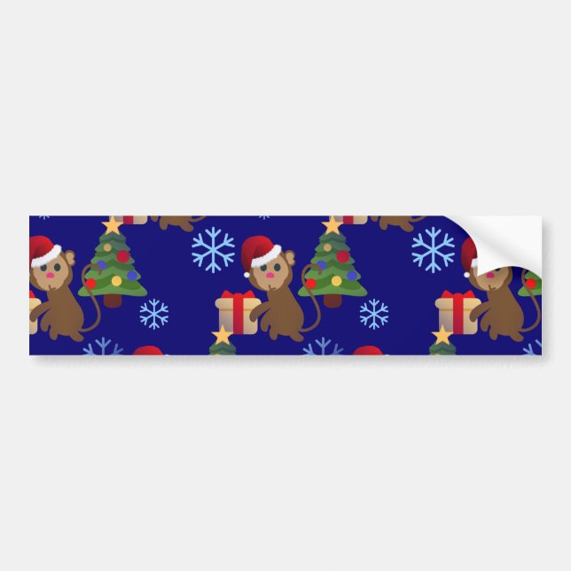 santa christmas monkey emoji bumper sticker (Front)