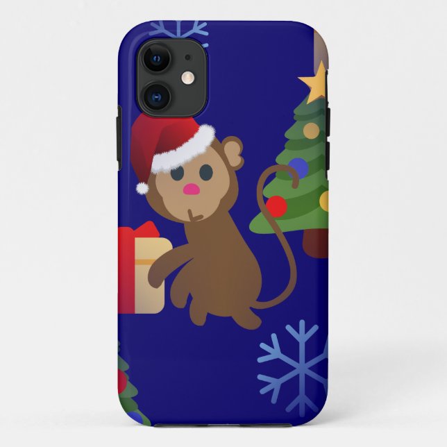 santa christmas monkey emoji Case-Mate iPhone case (Back)