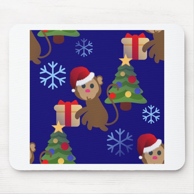 santa christmas monkey emoji mouse mat (Front)