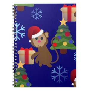 santa christmas monkey emoji notebook