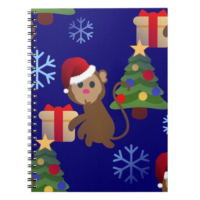 santa christmas monkey emoji notebook (Front)
