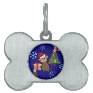 santa christmas monkey emoji pet name tag
