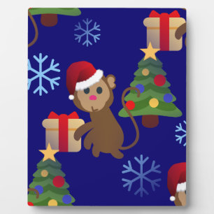 santa christmas monkey emoji plaque