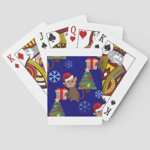 santa christmas monkey emoji playing cards