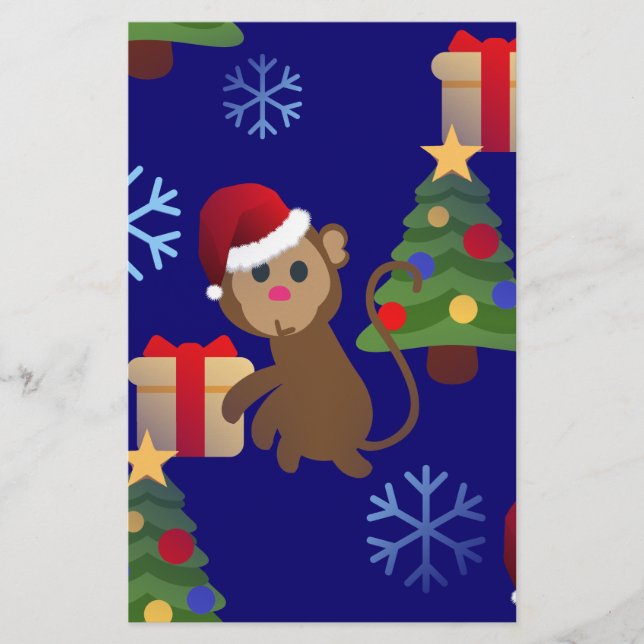 santa christmas monkey emoji stationery (Front)