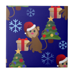 santa christmas monkey emoji tile