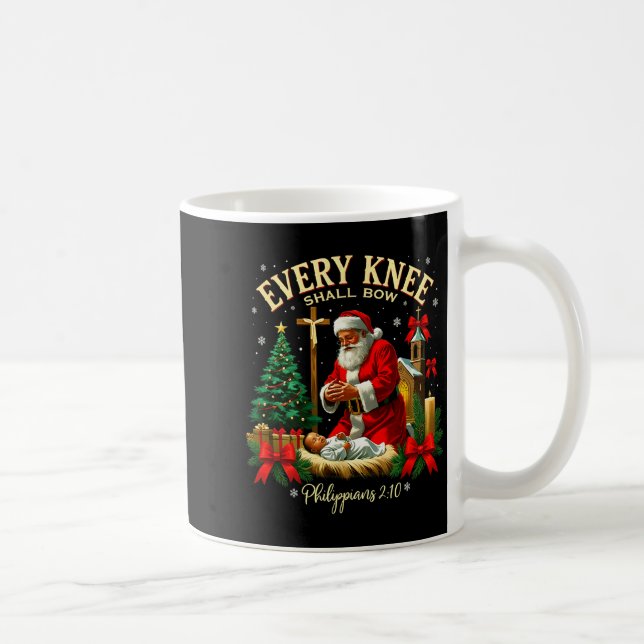 Santa Christmas Nativity Scene Xmas Every Knee Sha Coffee Mug (Right)