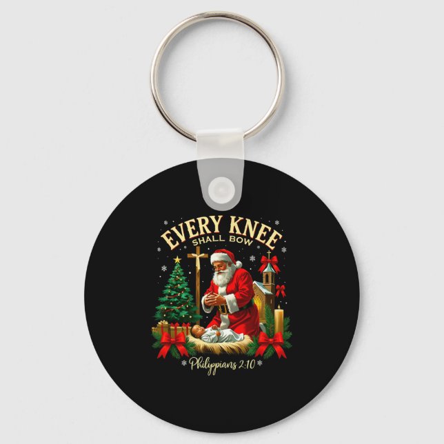 Santa Christmas Nativity Scene Xmas Every Knee Sha Key Ring (Front)