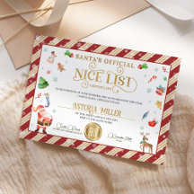 Santa Christmas Official Nice List Certificate