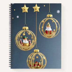 Santa Christmas Ornaments Holiday Festive Gift Notebook