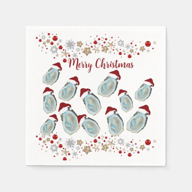 Santa Christmas oyster shells Napkin (Front)