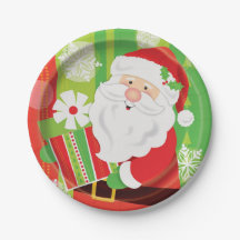 Santa Christmas paper plates