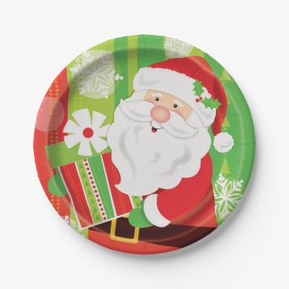 Santa Christmas paper plates