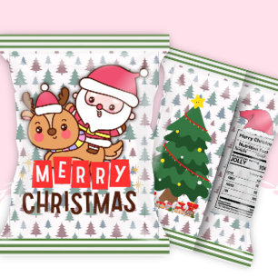 Santa Christmas Party Chip Bag Wrappers Favours Notepad