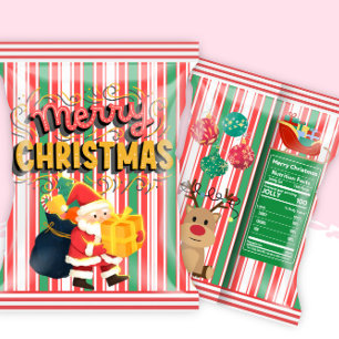 Santa Christmas Party Chip Bag Wrappers Favours Notepad